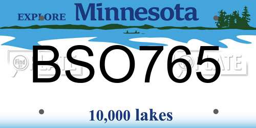 BSO765 Minnesota License Plate