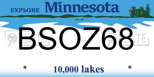 BSOZ68 Minnesota License Plate