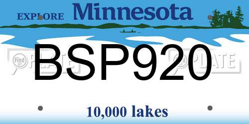 BSP920 Minnesota License Plate