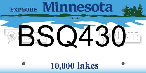 BSQ430 Minnesota License Plate