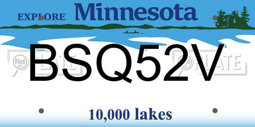 BSQ52V Minnesota License Plate
