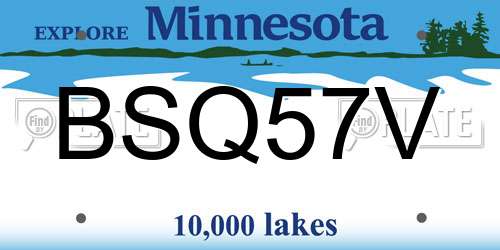 BSQ57V Minnesota License Plate