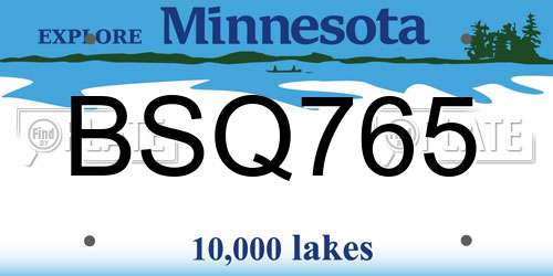 BSQ765 Minnesota License Plate