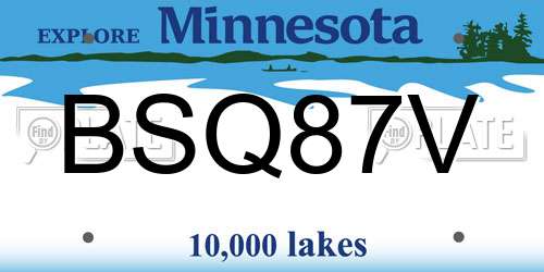 BSQ87V Minnesota License Plate