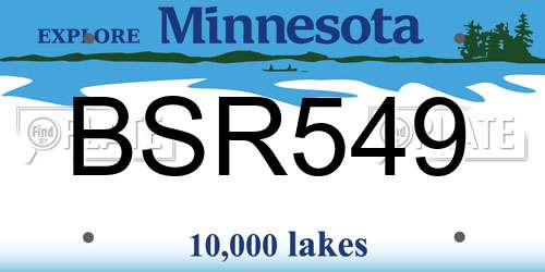 BSR549 Minnesota License Plate