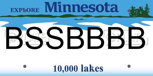 BSSBBBB Minnesota License Plate