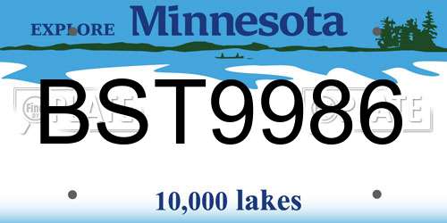 BST9986 Minnesota License Plate