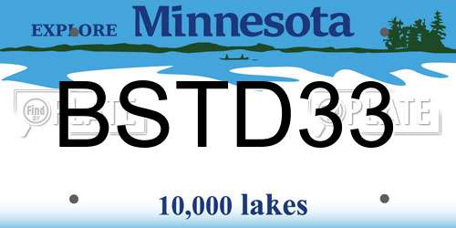 BSTD33 Minnesota License Plate