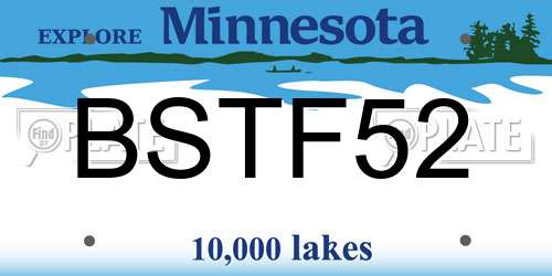 BSTF52 Minnesota License Plate