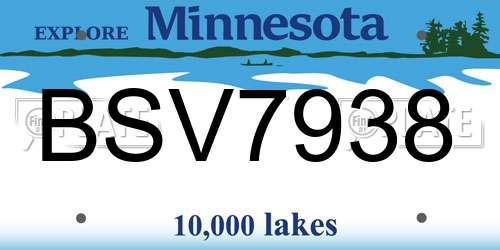 BSV7938 Minnesota License Plate