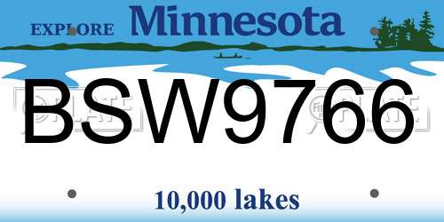 BSW9766 Minnesota License Plate