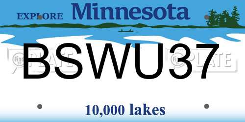 BSWU37 Minnesota License Plate