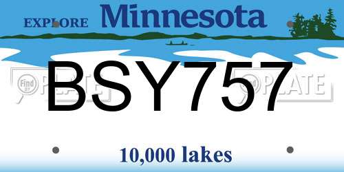 BSY757 Minnesota License Plate
