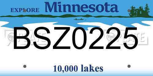BSZ0225 Minnesota License Plate