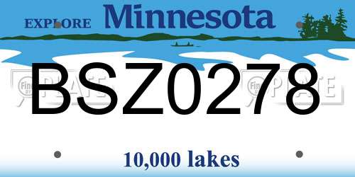 BSZ0278 Minnesota License Plate