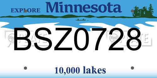 BSZ0728 Minnesota License Plate