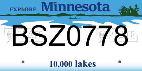 BSZ0778 Minnesota License Plate