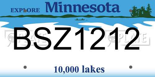 BSZ1212 Minnesota License Plate