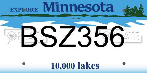 BSZ356 Minnesota License Plate