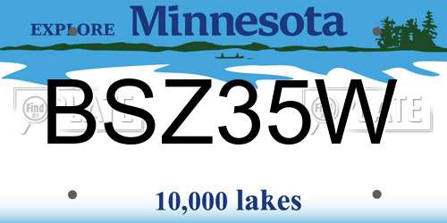BSZ35W Minnesota License Plate