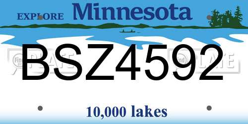BSZ4592 Minnesota License Plate