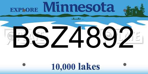 BSZ4892 Minnesota License Plate