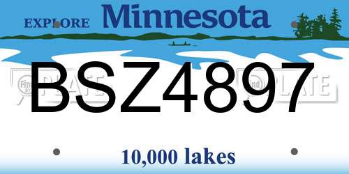 BSZ4897 Minnesota License Plate