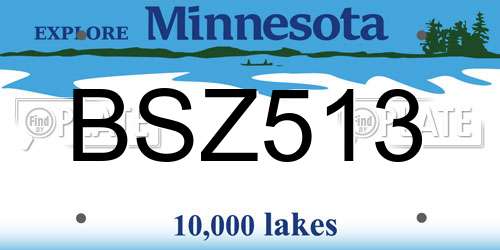 BSZ513 Minnesota License Plate