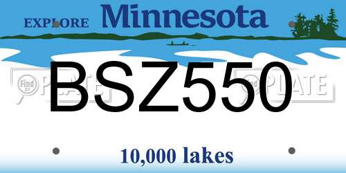 BSZ550 Minnesota License Plate