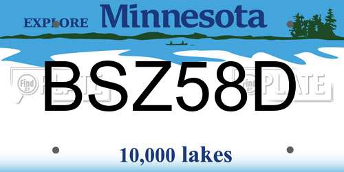 BSZ58D Minnesota License Plate