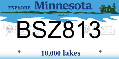 BSZ813 Minnesota License Plate