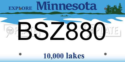 BSZ880 Minnesota License Plate