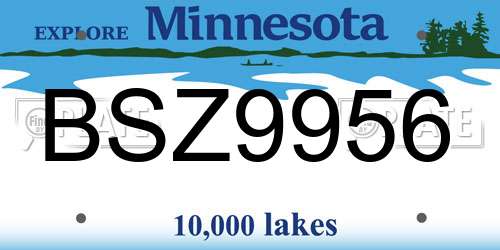 BSZ9956 Minnesota License Plate