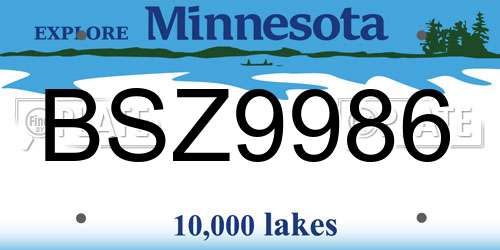 BSZ9986 Minnesota License Plate