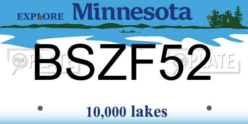 BSZF52 Minnesota License Plate