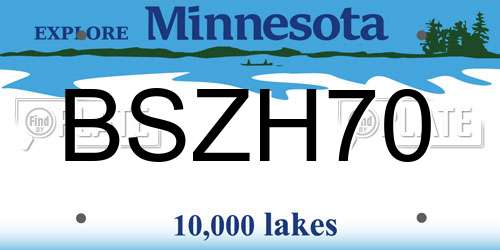 BSZH70 Minnesota License Plate