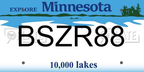 BSZR88 Minnesota License Plate