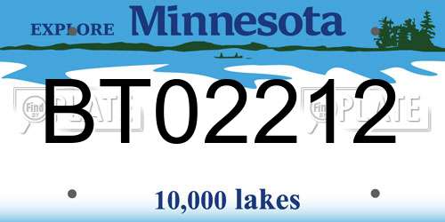 BT02212 Minnesota License Plate