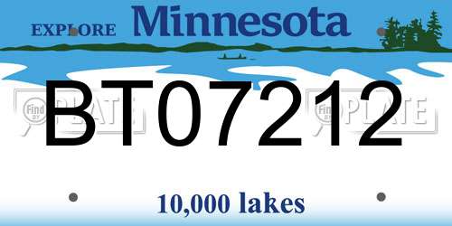 BT07212 Minnesota License Plate
