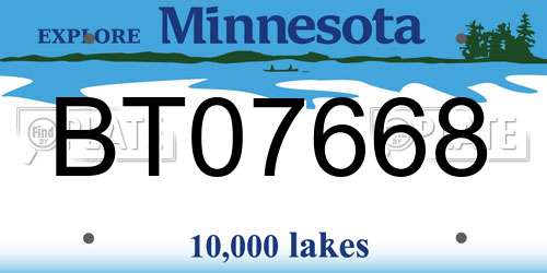 BT07668 Minnesota License Plate