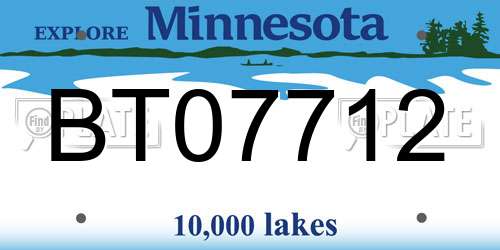 BT07712 Minnesota License Plate