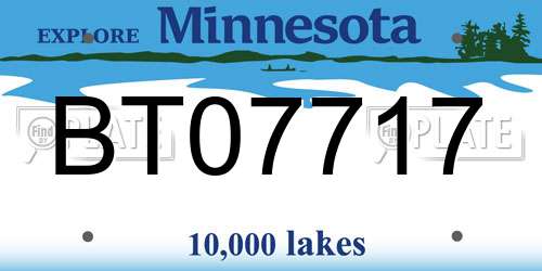 BT07717 Minnesota License Plate