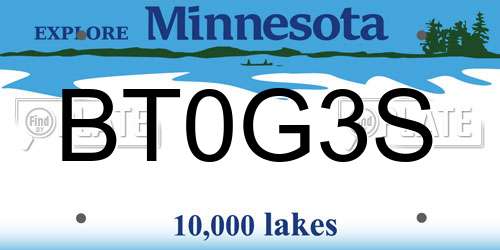 BT0G3S Minnesota License Plate