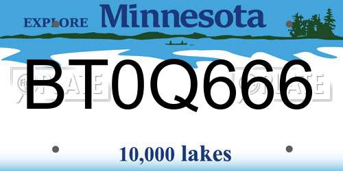 BT0Q666 Minnesota License Plate