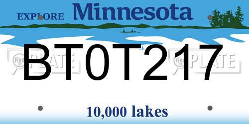 BT0T217 Minnesota License Plate