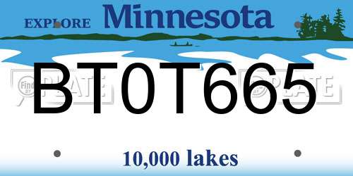 BT0T665 Minnesota License Plate