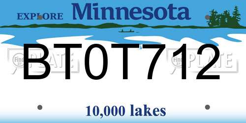 BT0T712 Minnesota License Plate