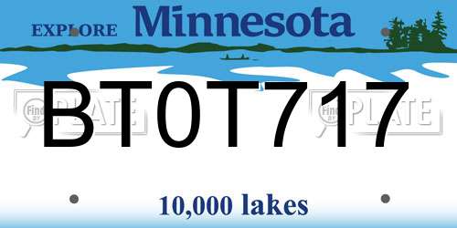 BT0T717 Minnesota License Plate