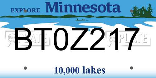 BT0Z217 Minnesota License Plate