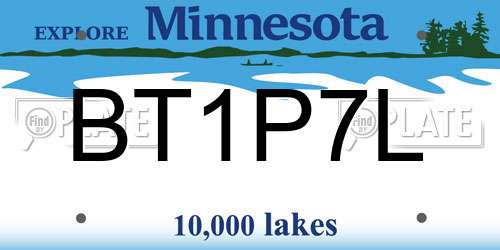 BT1P7L Minnesota License Plate